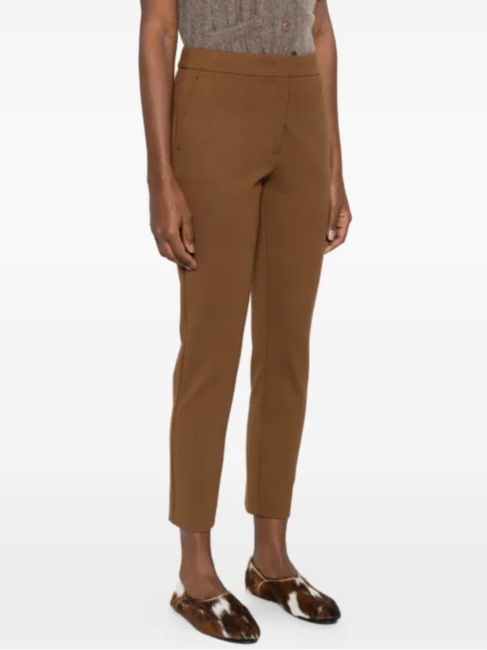 Max Mara Pegno Pocket Straight Leg Trousers Brown Size 6 - Picture 3 of 14
